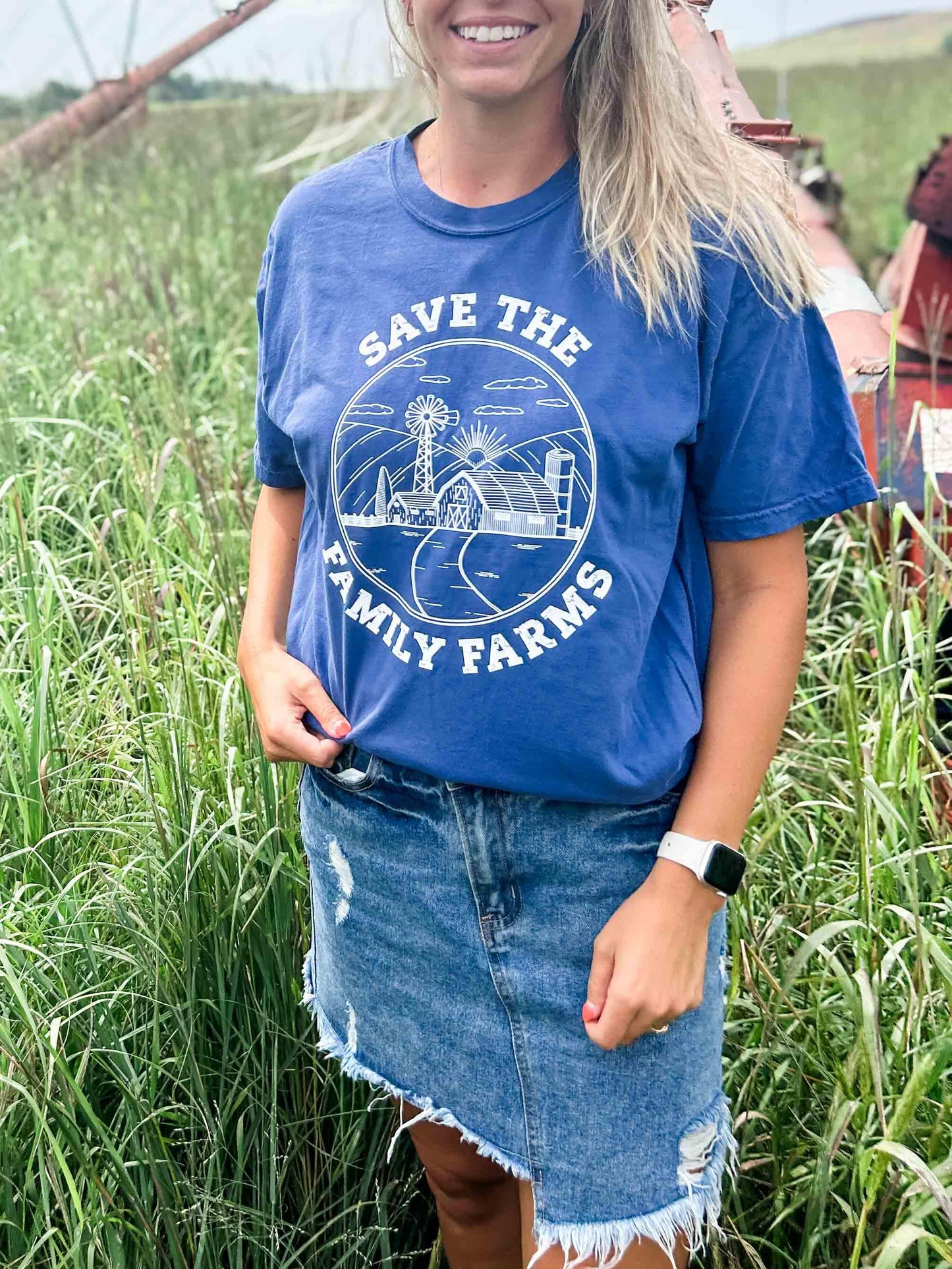 ‘Save The Family Farms’ Blue Tee - American Farm Company