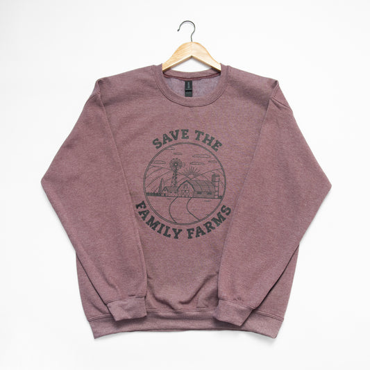 'Save the Family Farms' Maroon Crewneck - American Farm Company
