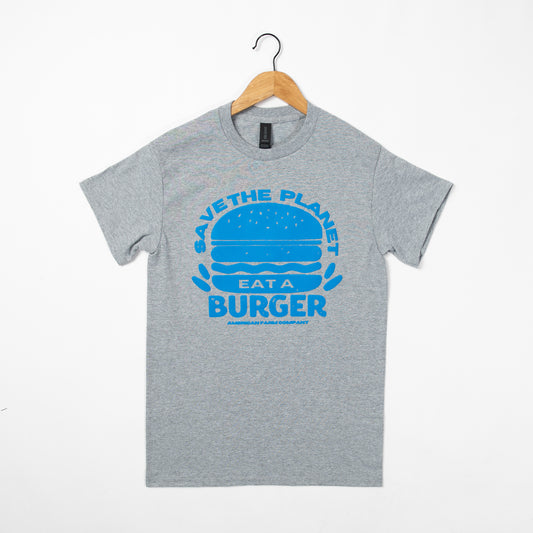 'Save the Planet - Eat a Burger' Tee - APRIL TEE OF THE MONTH - American Farm Company
