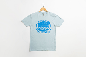 Save the Planet Eat a Burger Puff Blue Tee
