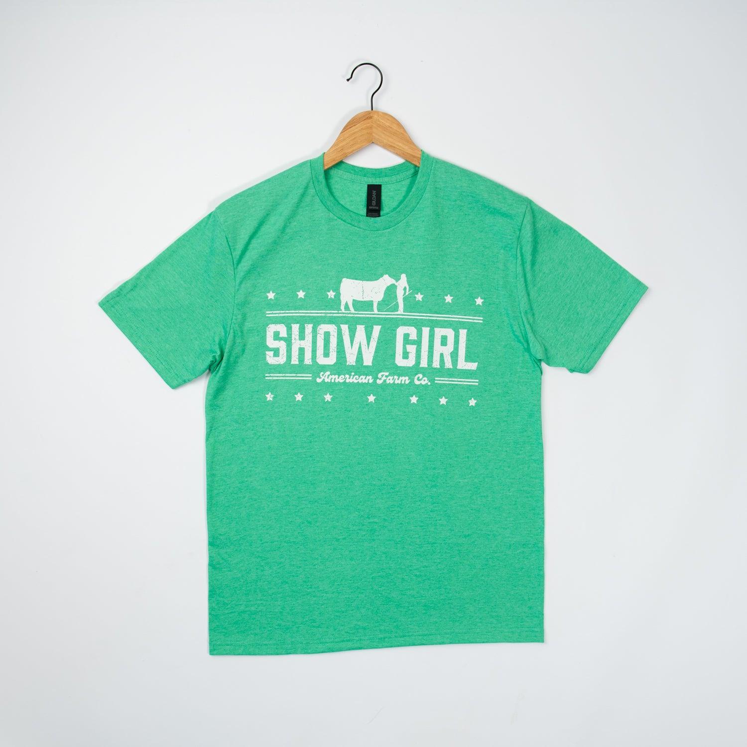 ‘Show Girl’ Heather Green Cattle Tee - American Farm Company