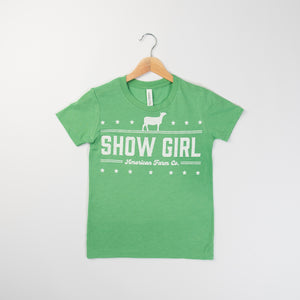 'Show Girl' Heather Green Sheep Tee - Youth