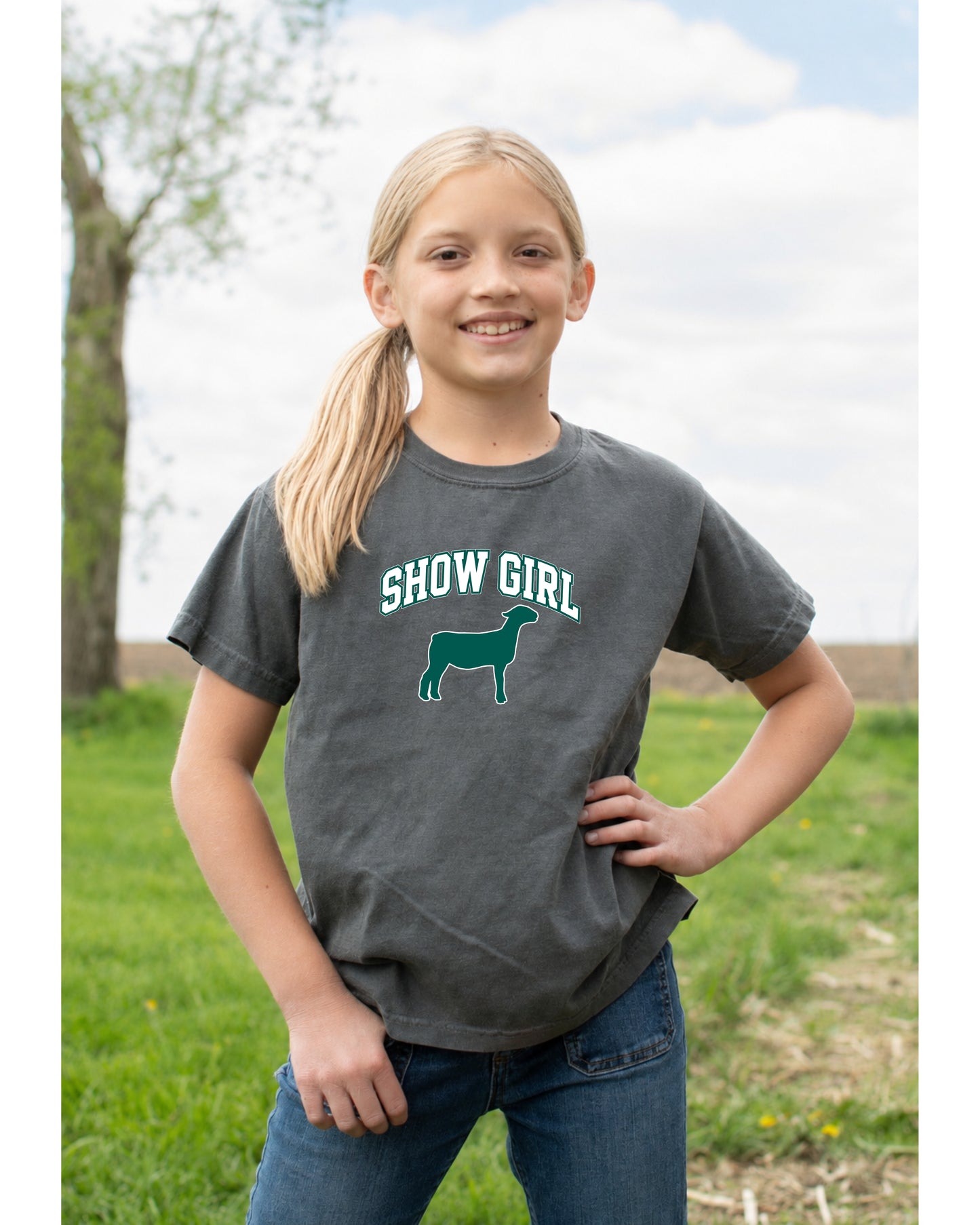 Show Girl' Fair Animal Charcoal Youth Tee