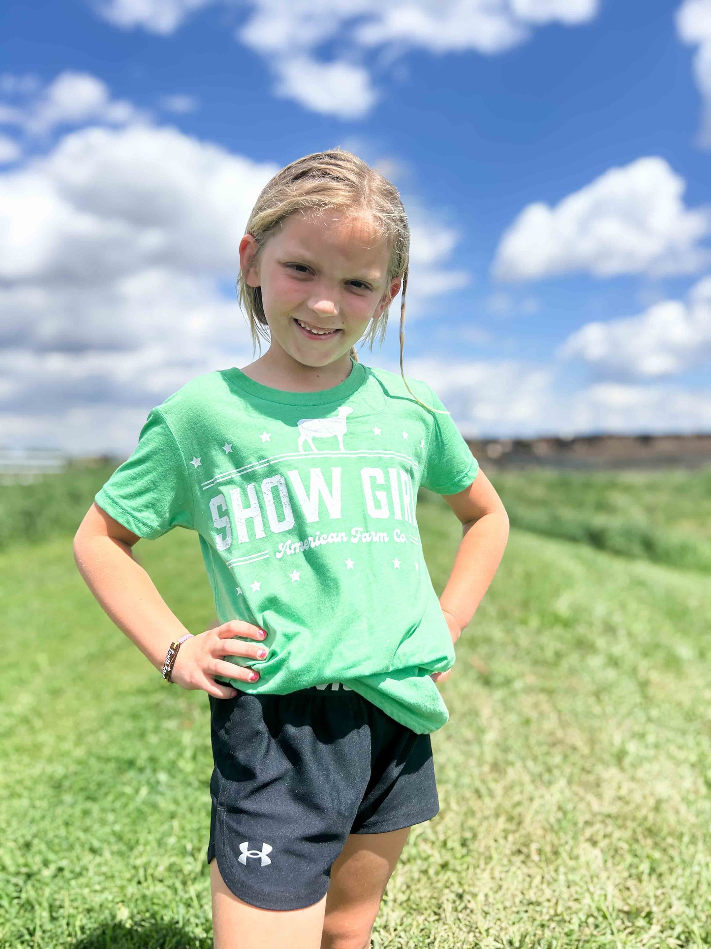 'Show Girl' Heather Green Sheep Tee - Youth