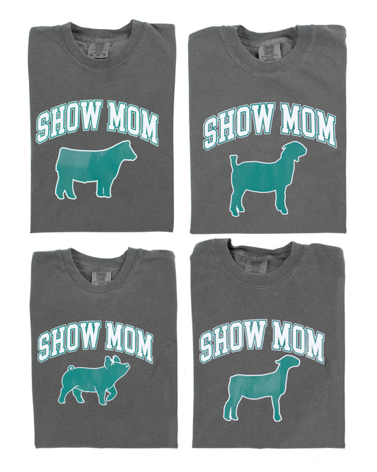'Show Mom' Fair Animal Charcoal Tee