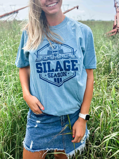 ‘Silage Season’ Washed Blue Tee - American Farm Company