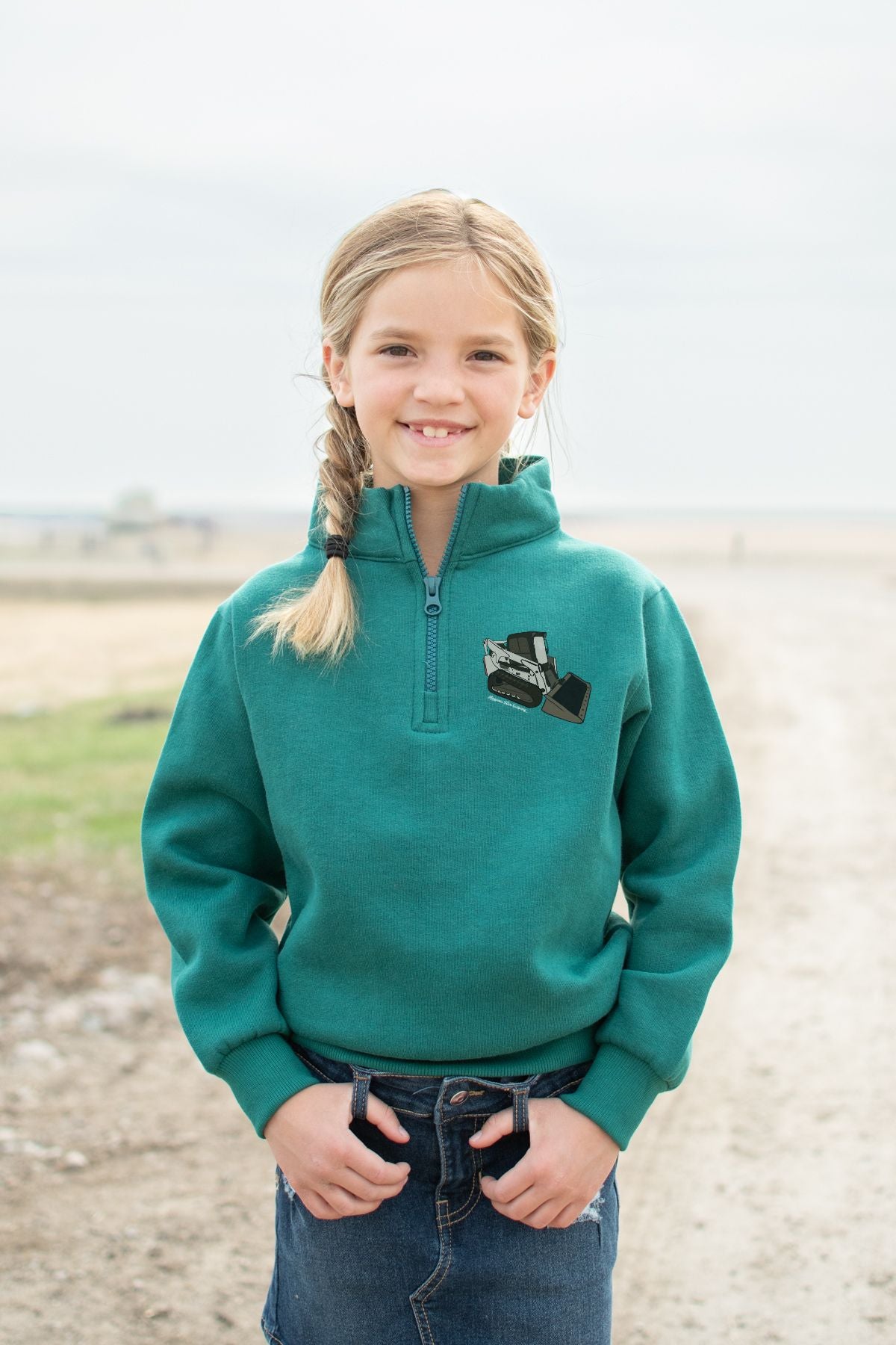 Skid Loader Green Youth 1/4 Zip