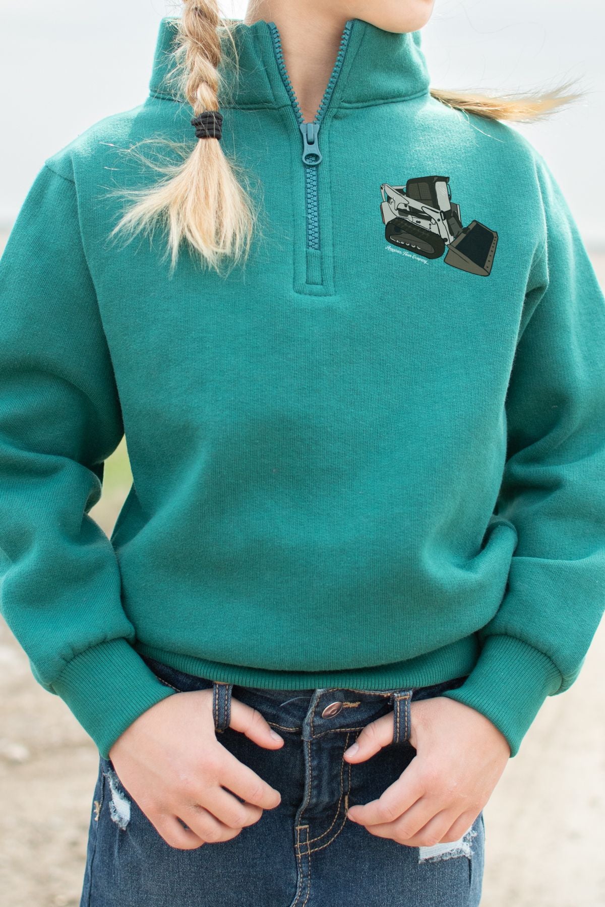 Skid Loader Green Youth 1/4 Zip