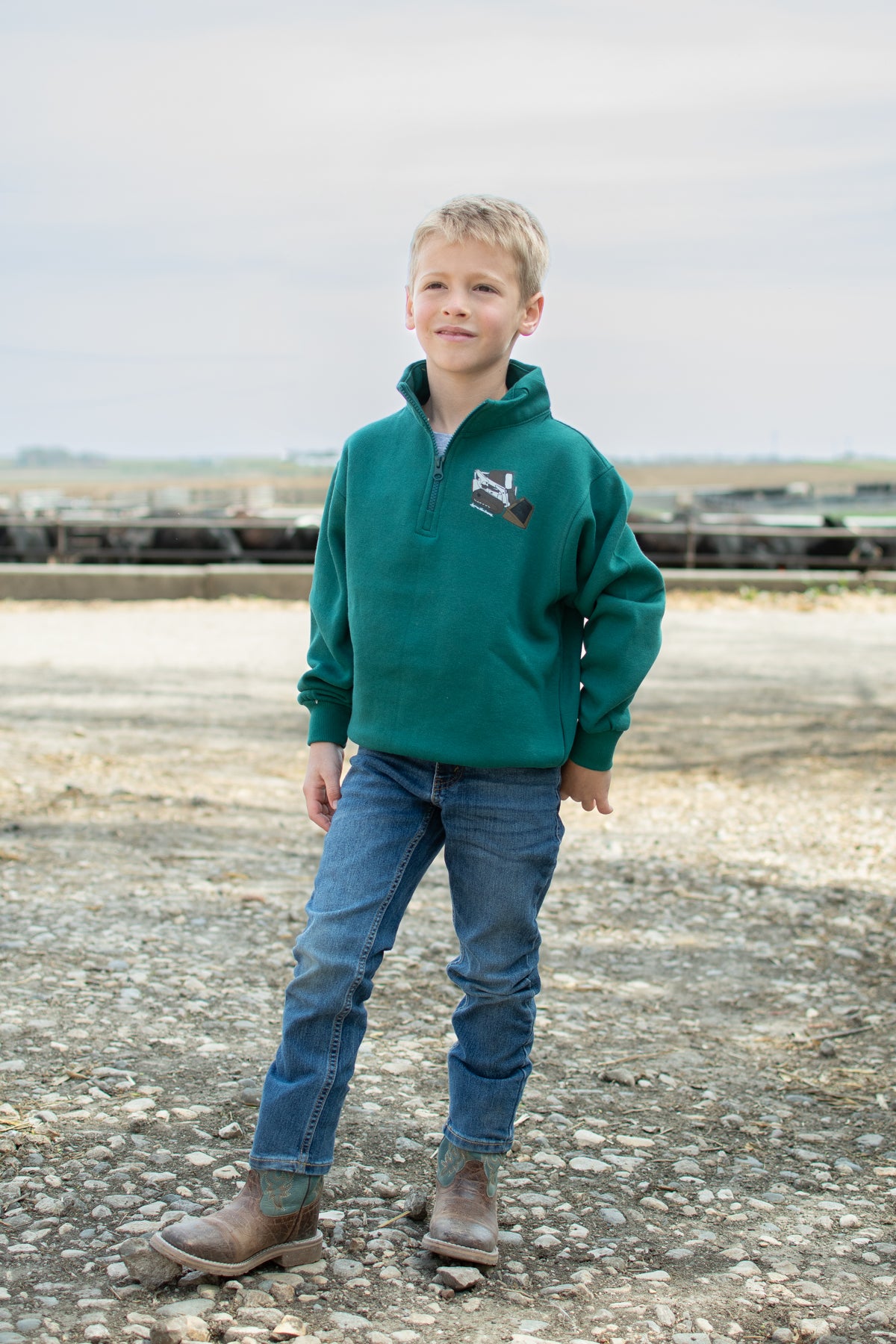 Skid Loader Green Youth 1/4 Zip