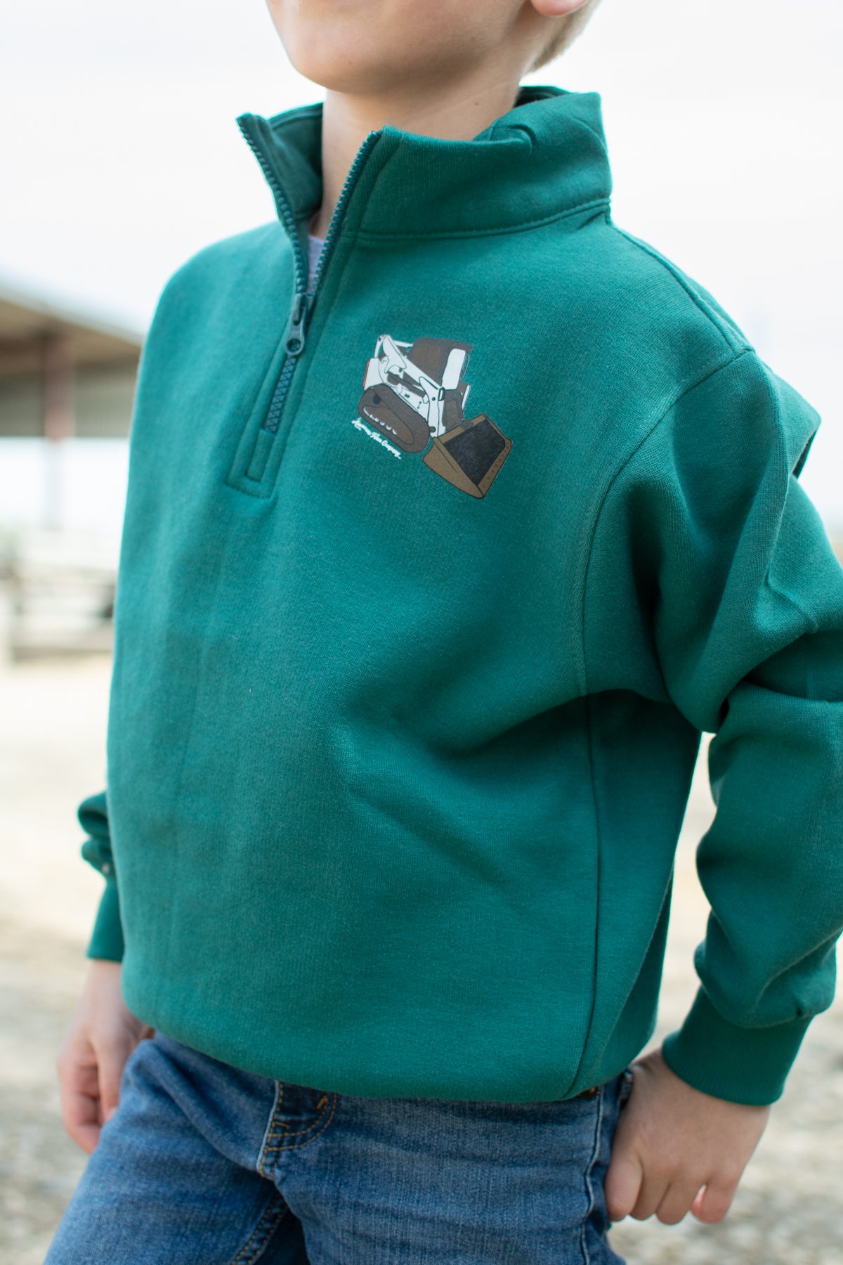 Skid Loader Green Youth 1/4 Zip
