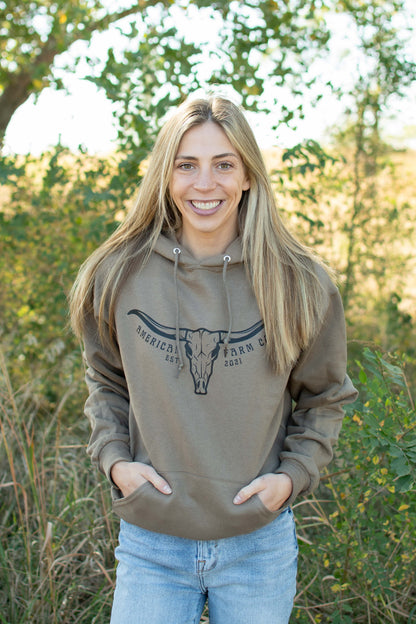 Skull Horns Mocha Hoodie [W]
