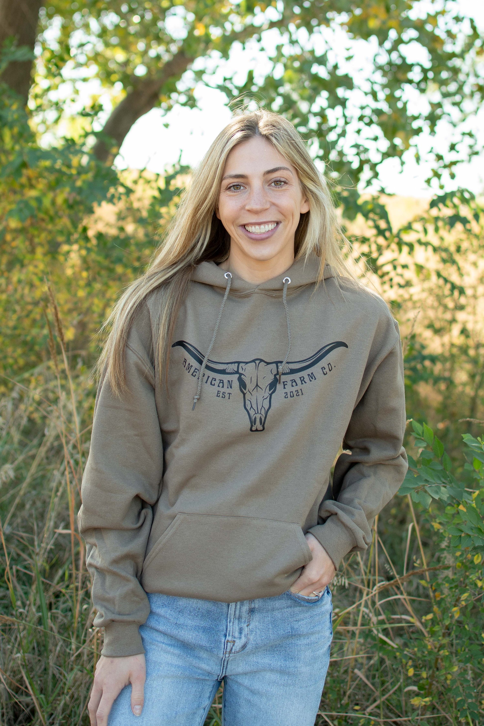 Skull Horns Mocha Hoodie [W]