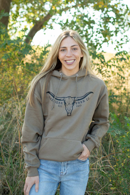 Skull Horns Mocha Hoodie [W]