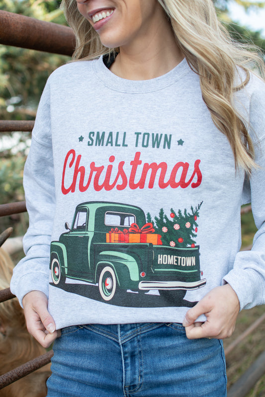 'Small Town Christmas' Ash Crewneck