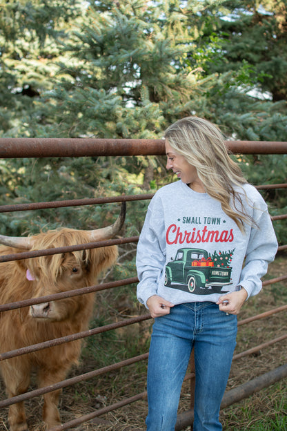 'Small Town Christmas' Ash Crewneck