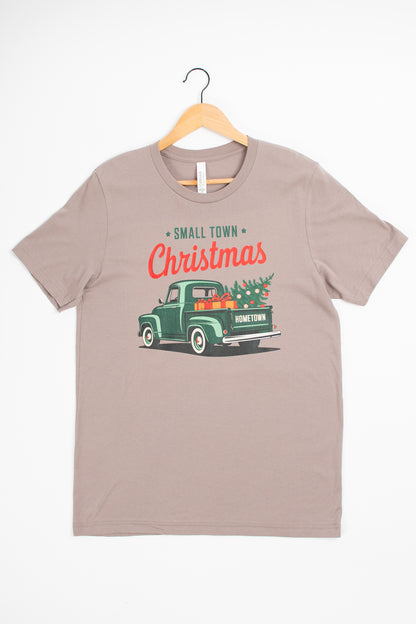 'Small Town Christmas' Brown Tee