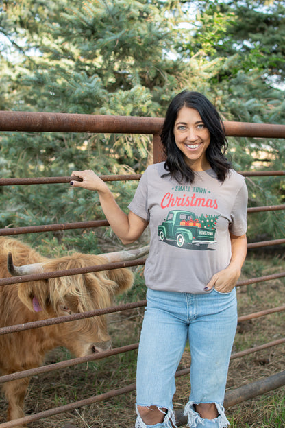 'Small Town Christmas' Brown Tee