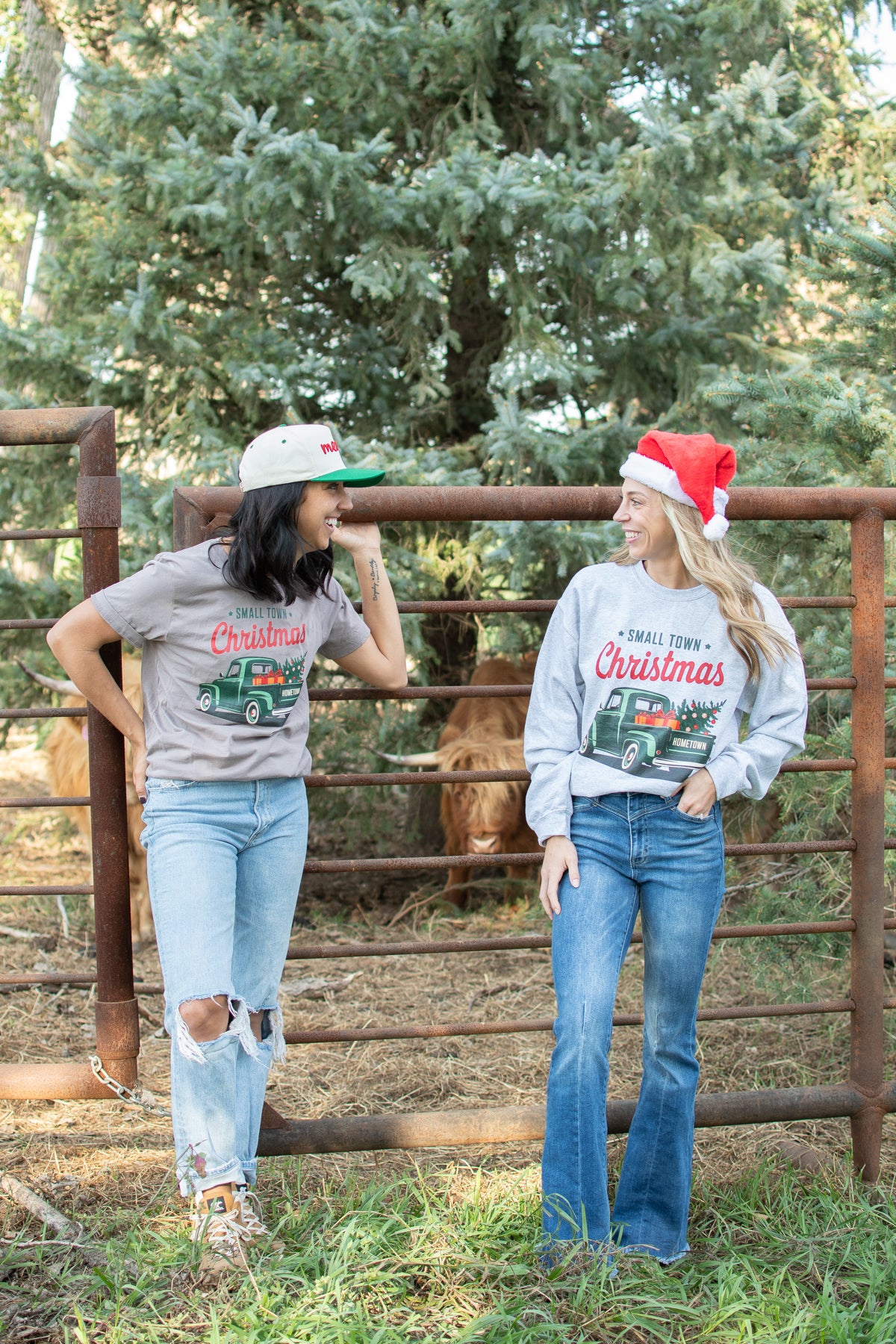 'Small Town Christmas' Brown Tee
