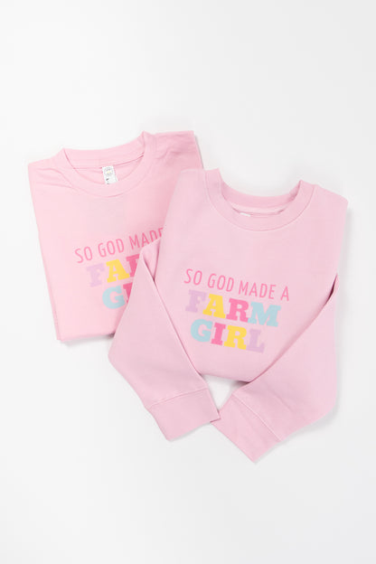 So God Made a Farm Girl' Toddler/Youth Pink Tee