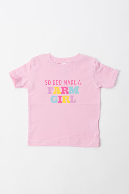 So God Made a Farm Girl' Toddler/Youth Pink Tee