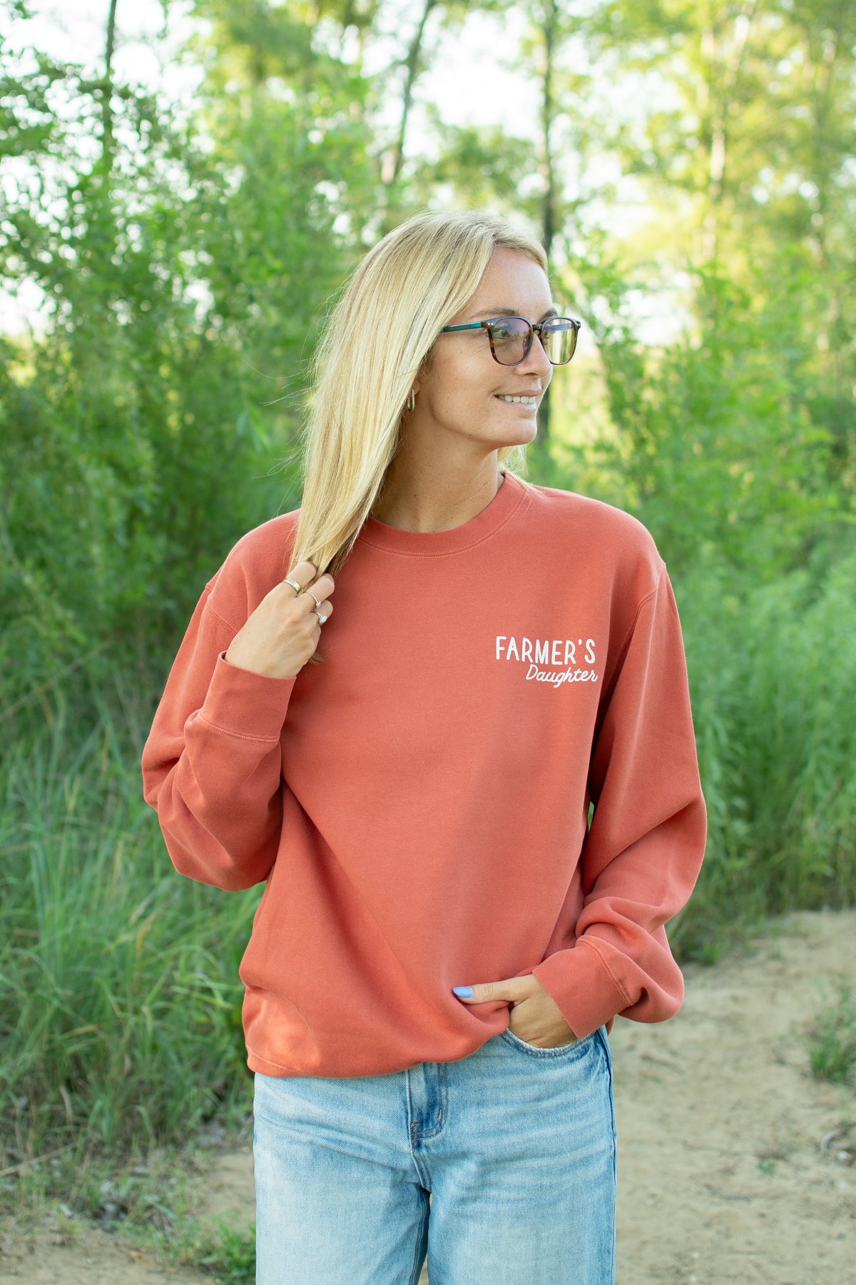 'So God Made a Farmer's Daughter' Adult Crewneck