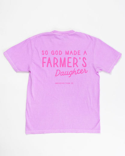 So God Made a Farmer's Daughter' Neon Purple Tee