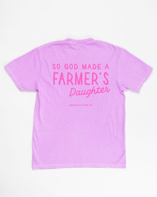 'So God Made a Farmer's Daughter' Neon Purple Tee