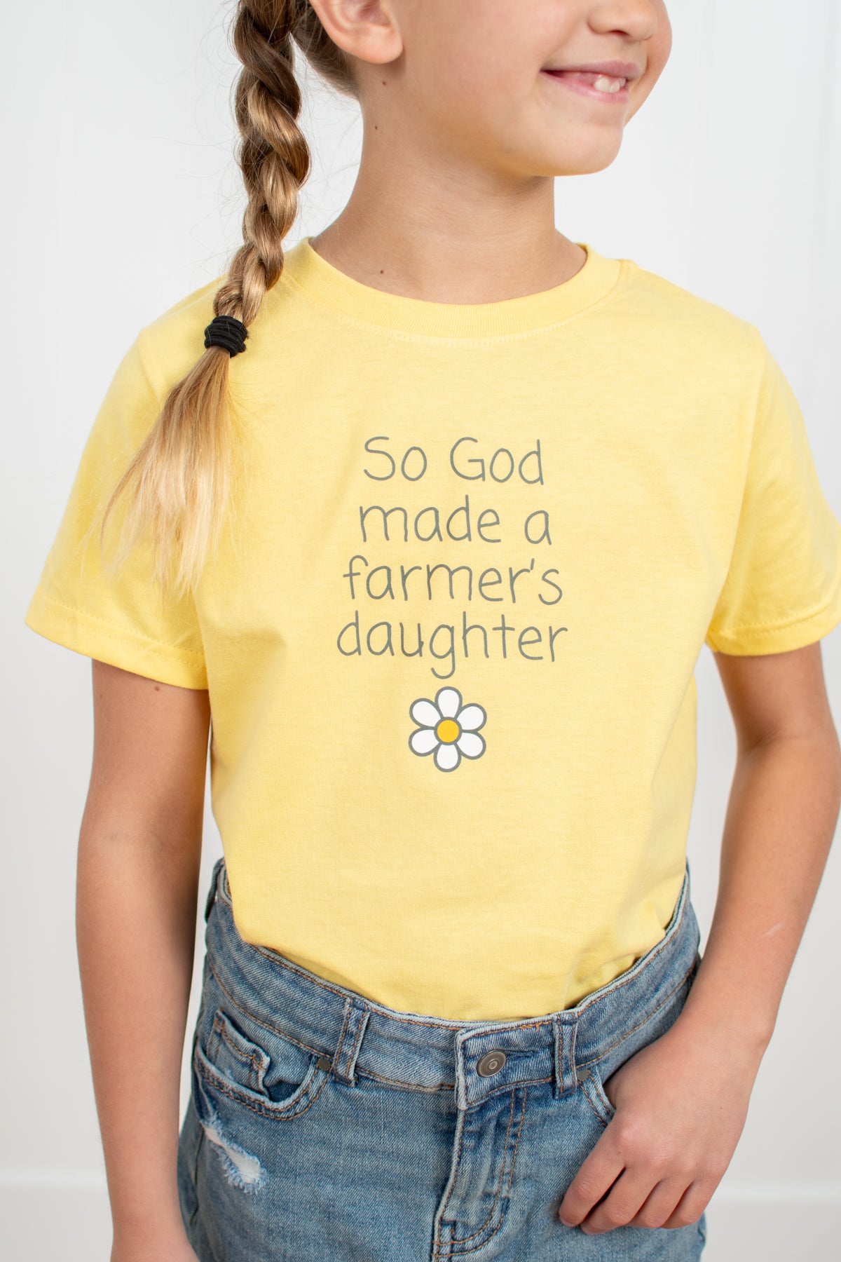 So God Made a Farmer's Daughter' Toddler/Youth Yellow Tee