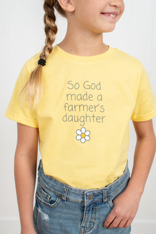 'So God Made a Farmer's Daughter' Toddler/Youth Yellow Tee
