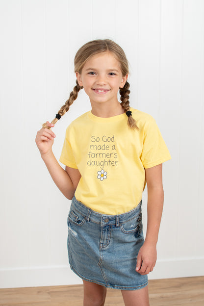 So God Made a Farmer's Daughter' Toddler/Youth Yellow Tee