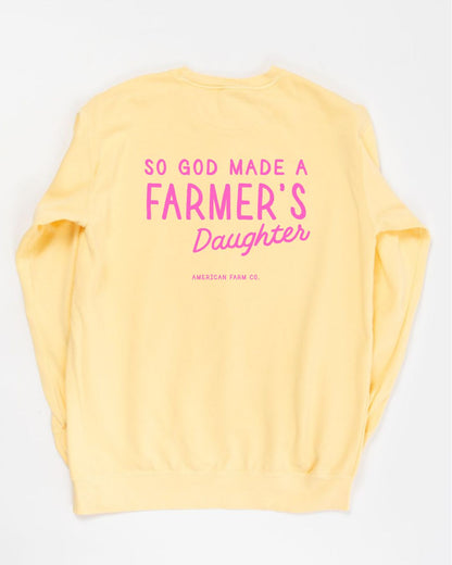 So God Made a Farmer's Daughter' Yellow Crewneck