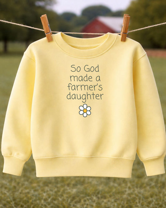 'So God Made a Farmer's Daughter' Yellow Toddler/Youth Crewneck