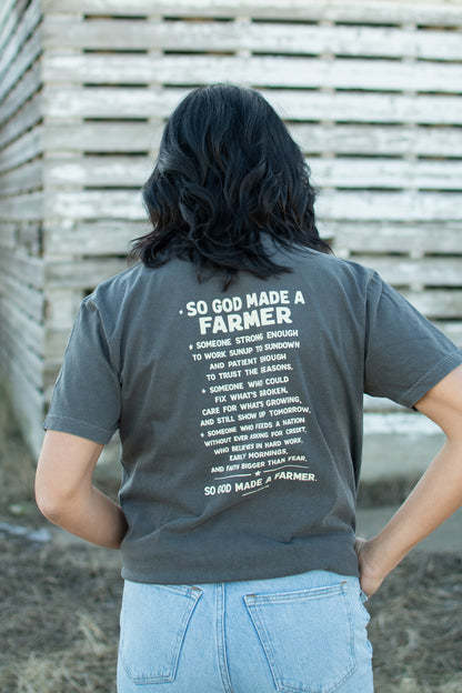 So God made a Farmer.' Charcoal Tee
