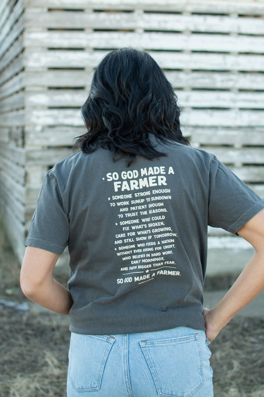 'So God made a Farmer.' Charcoal Tee