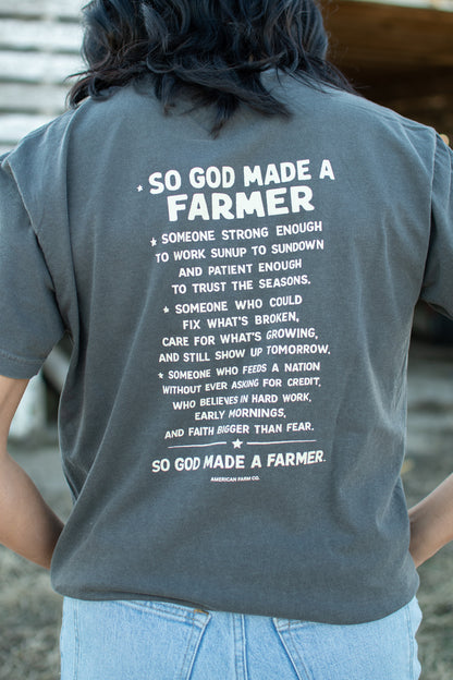 So God made a Farmer.' Charcoal Tee