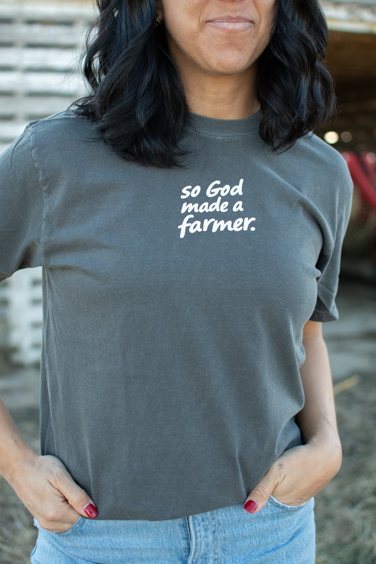 So God made a Farmer.' Charcoal Tee