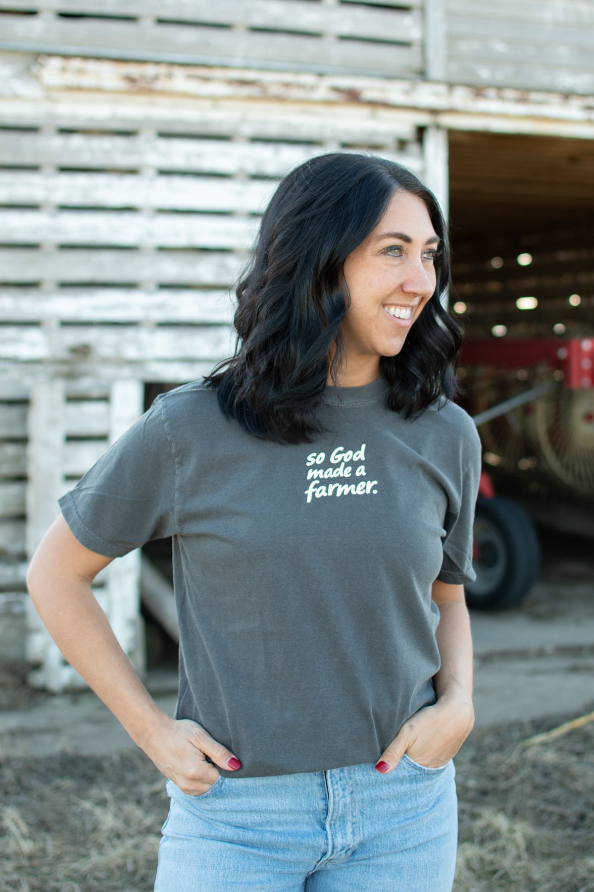 So God made a Farmer.' Charcoal Tee