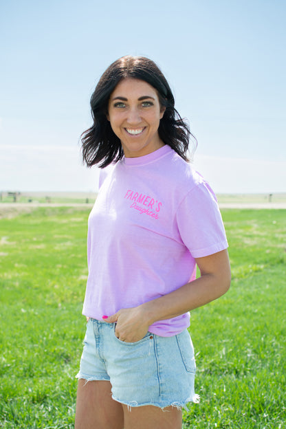 So God Made a Farmer's Daughter' Neon Purple Tee