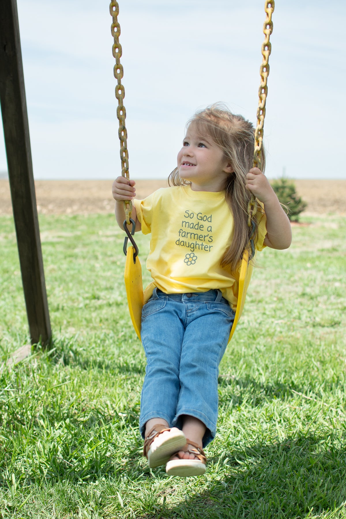 So God Made a Farmer's Daughter' Toddler/Youth Yellow Tee