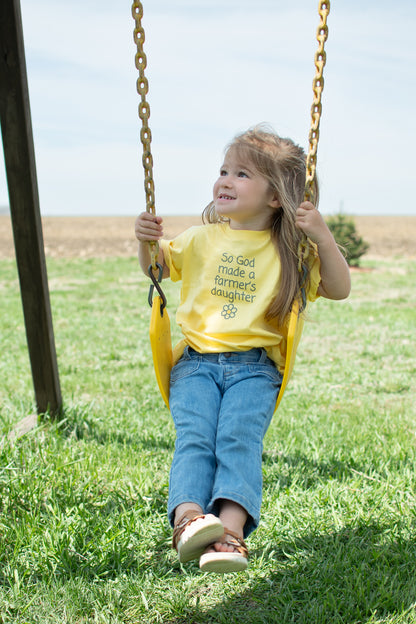 So God Made a Farmer's Daughter' Toddler/Youth Yellow Tee