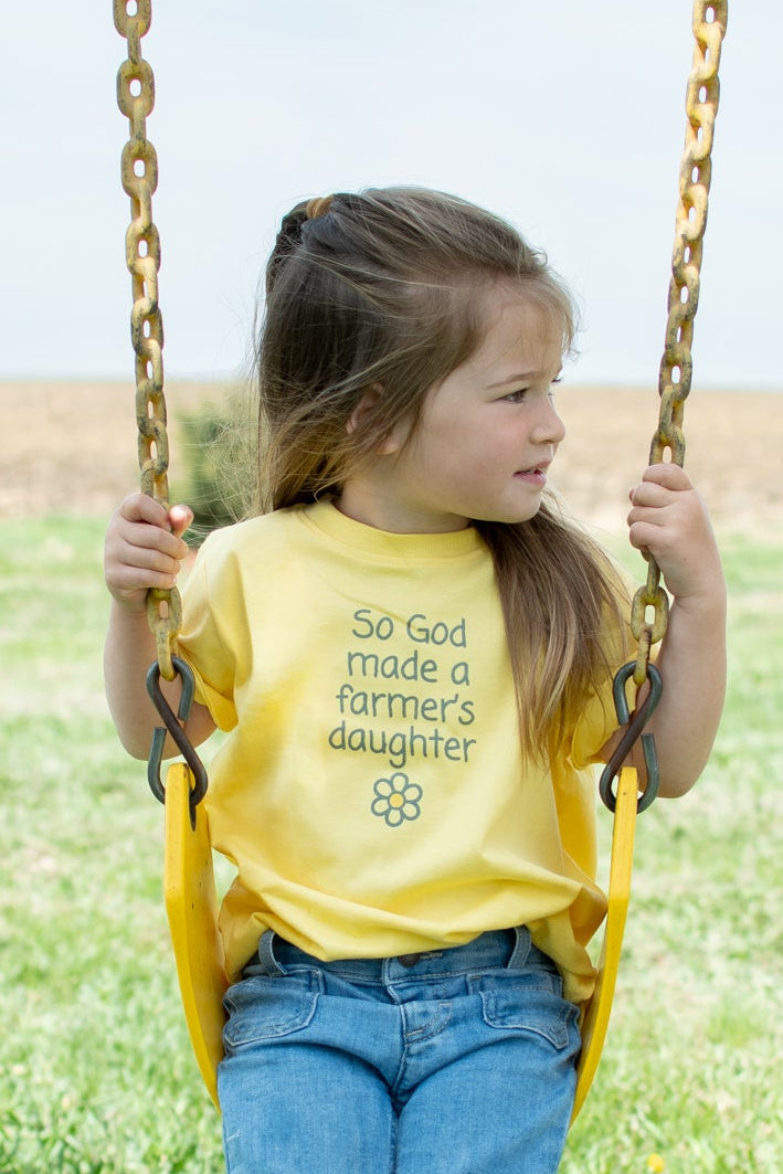 So God Made a Farmer's Daughter' Toddler/Youth Yellow Tee