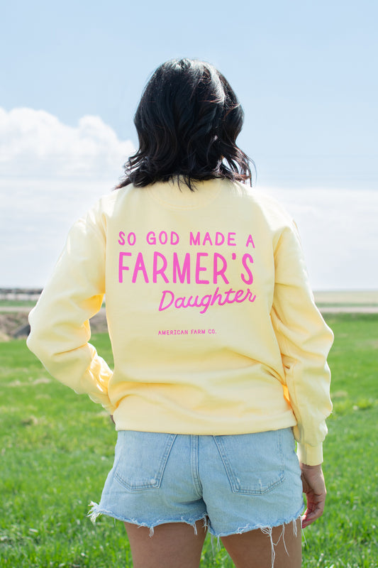 'So God Made a Farmer's Daughter' Yellow Crewneck