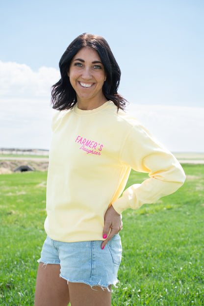 So God Made a Farmer's Daughter' Yellow Crewneck