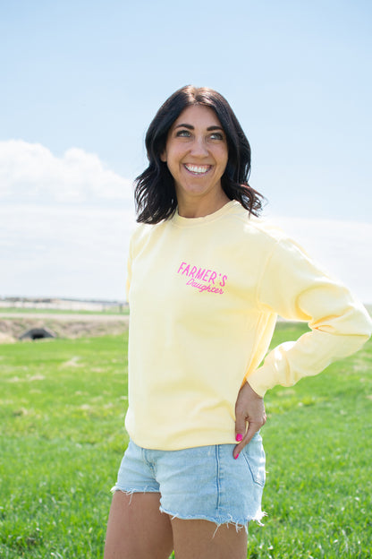 So God Made a Farmer's Daughter' Yellow Crewneck