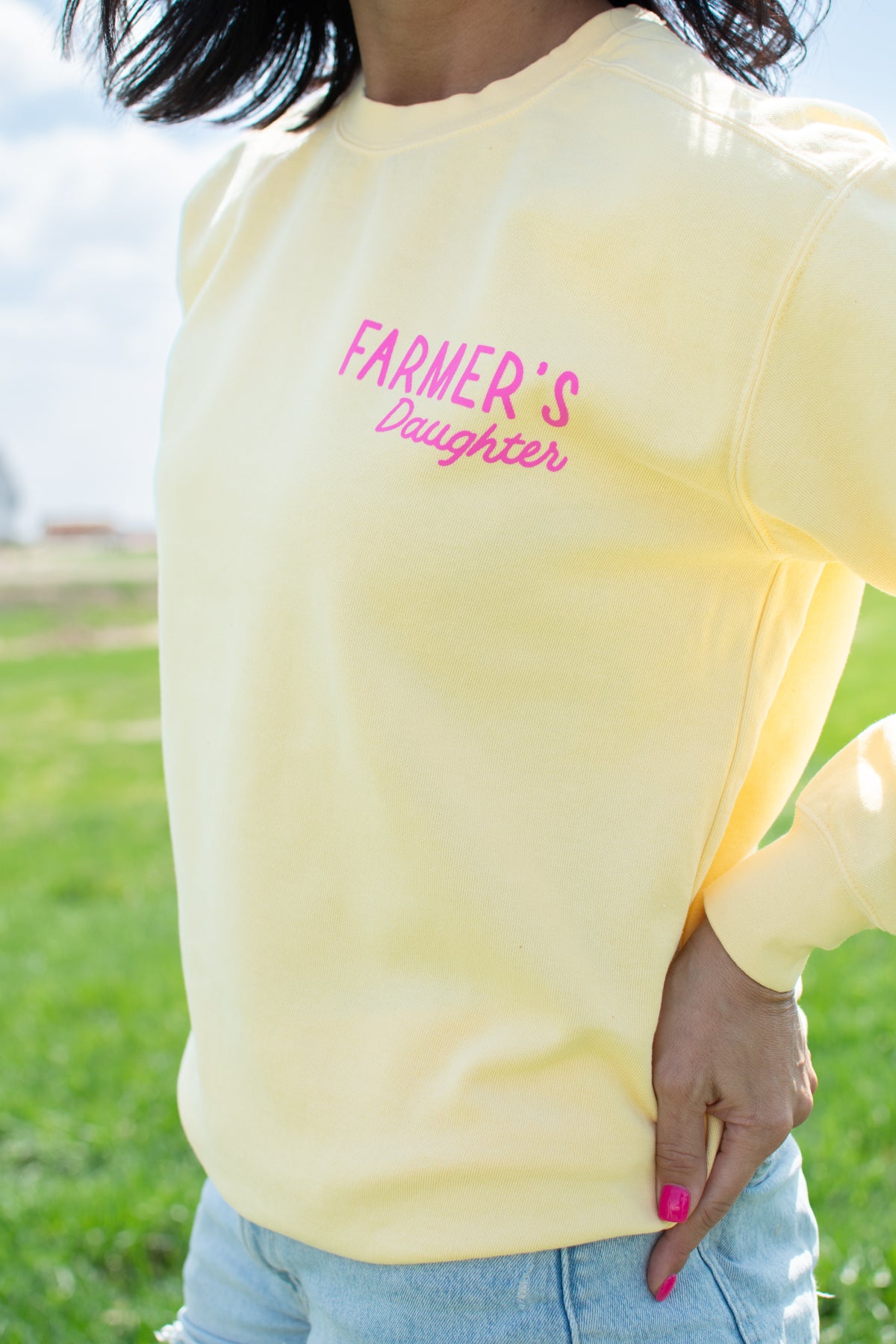 So God Made a Farmer's Daughter' Yellow Crewneck
