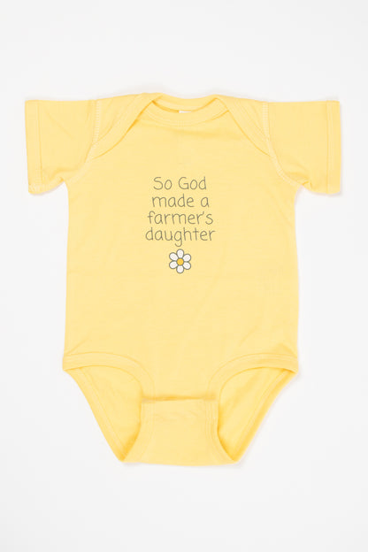 So God Made a Farmer's Daughter' Yellow Onesie