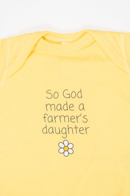 So God Made a Farmer's Daughter' Yellow Onesie