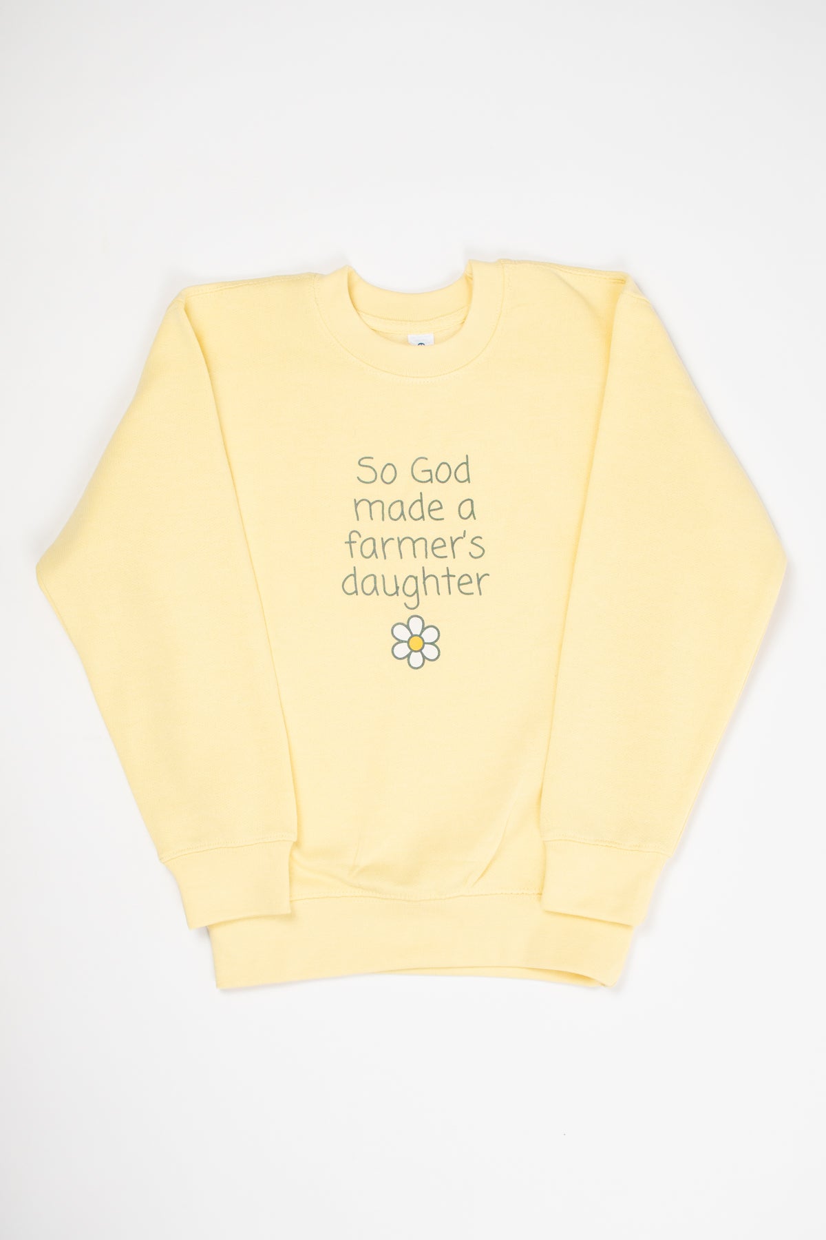So God Made a Farmer's Daughter' Yellow Toddler/Youth Crewneck