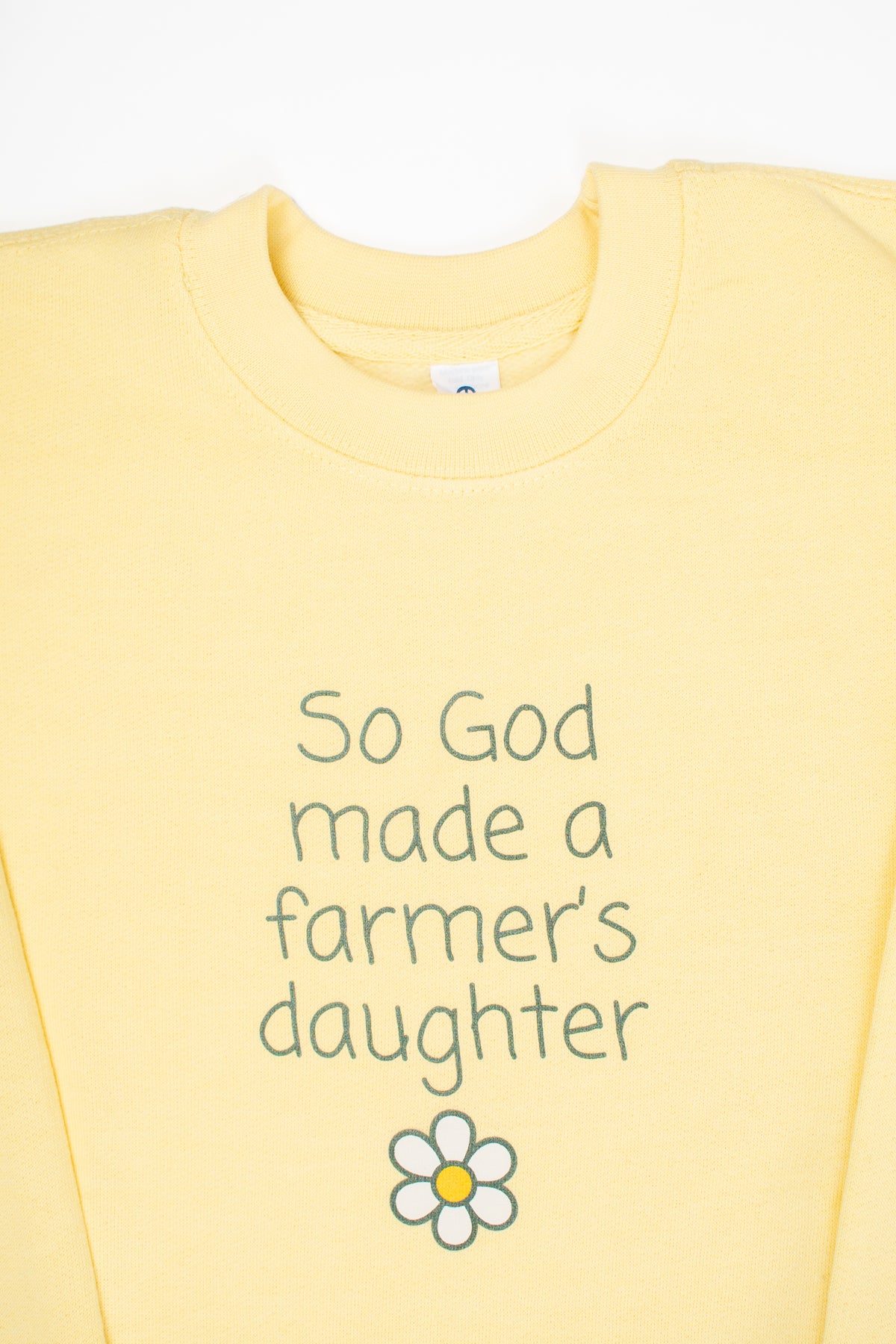 So God Made a Farmer's Daughter' Yellow Toddler/Youth Crewneck