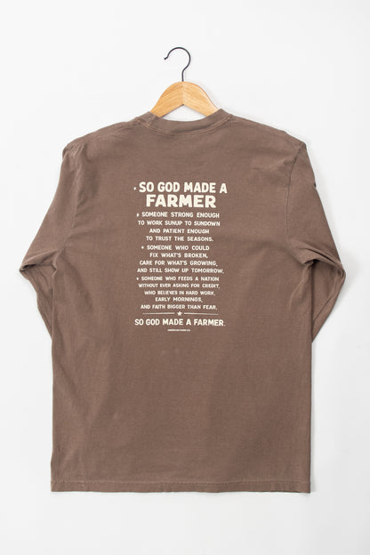 'So God made a Farmer.' Brown Long Sleeve